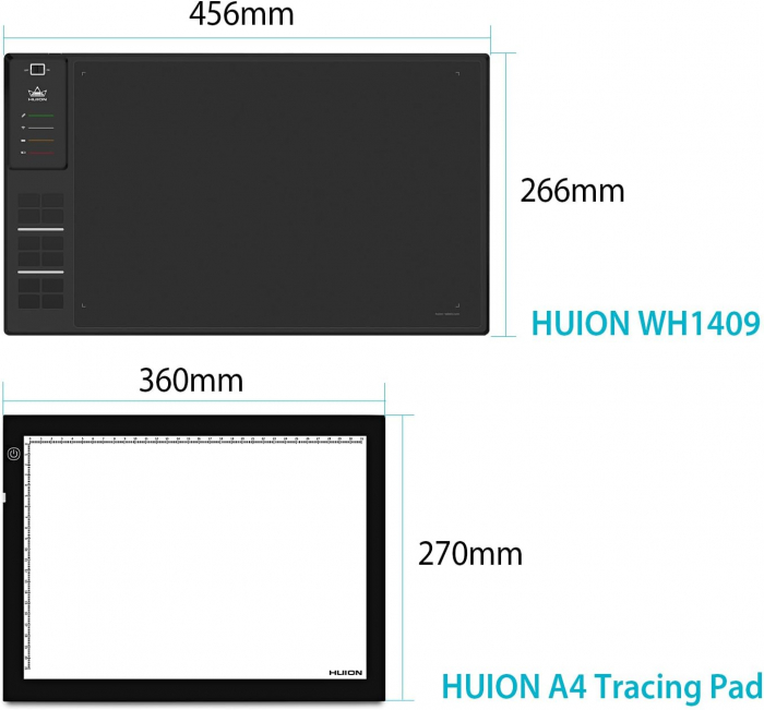 Tableta grafica cu stylus Huion WH1409 V2, Wireless, 8192 niveluri presiune, Negru [4]