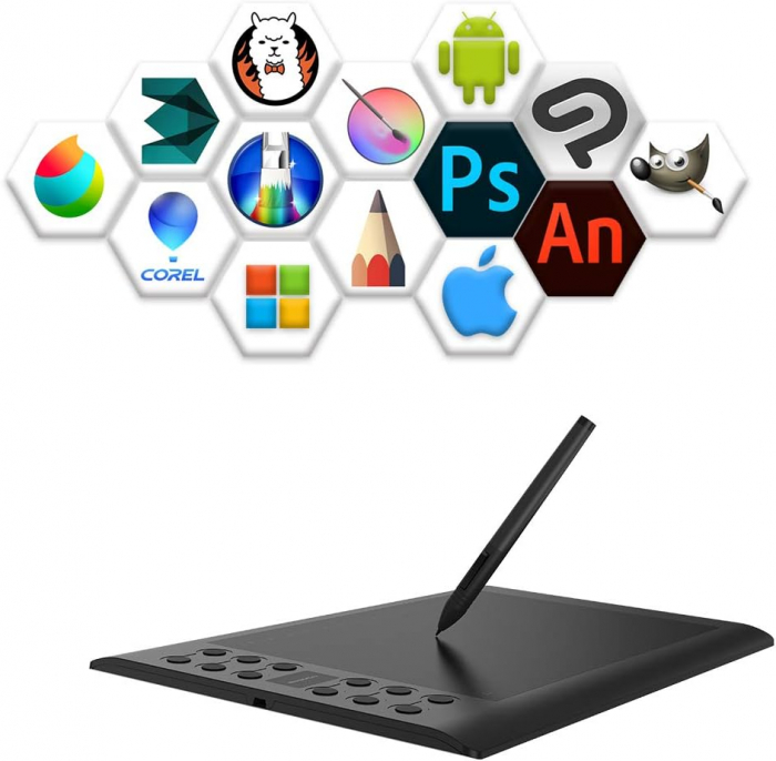 Tableta grafica GAOMON M106K PRO, 10x6,25 inch, 8192 nivele, Windows/Mac/Android, Negru [4]