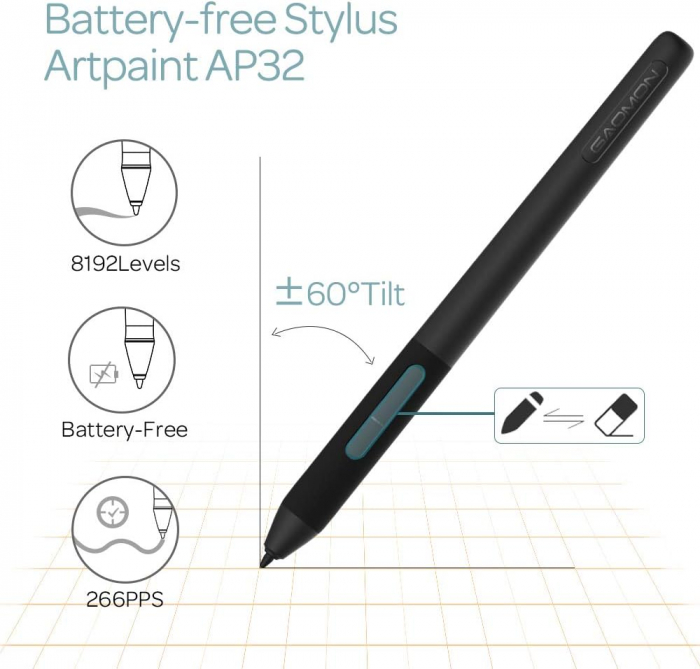 Tableta grafica GAOMON M106K PRO, 10x6,25 inch, 8192 nivele, Windows/Mac/Android, Negru [7]