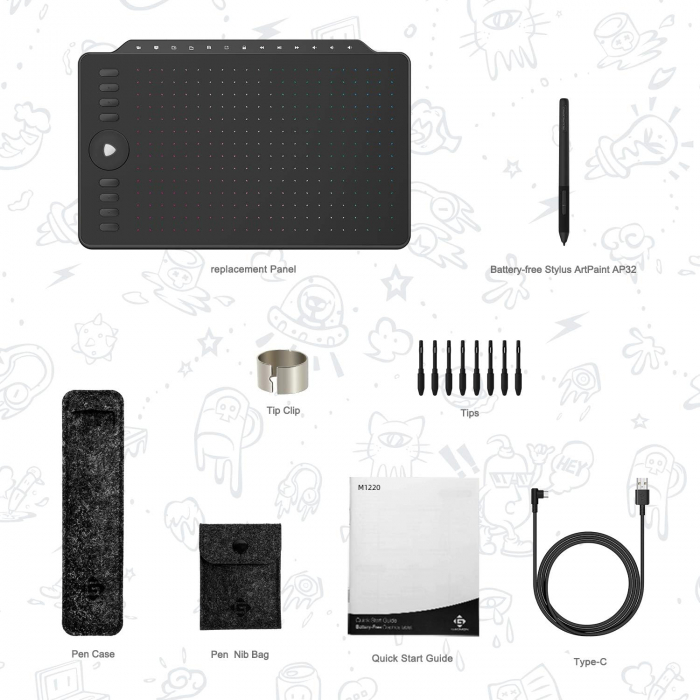 Tableta grafica GAOMON M1220, 12", Stilou 8192 niveluri sensibilitate, compatibila Android/Windows/Mac OS, Negru [7]