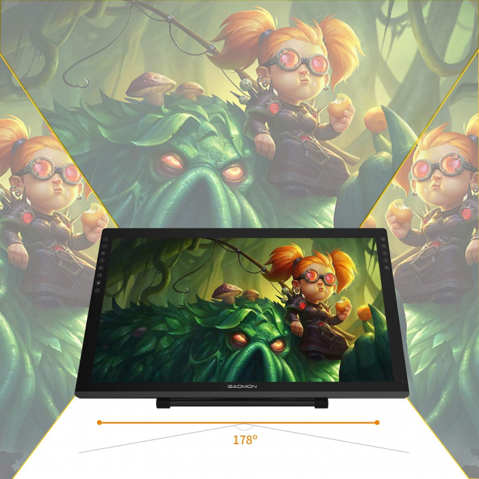 Tableta grafica GAOMON PD2200, Display, 21.5", Stilou 8192 niveluri de presiune, 13 taste tactile, Suport reglabil, Negru [5]