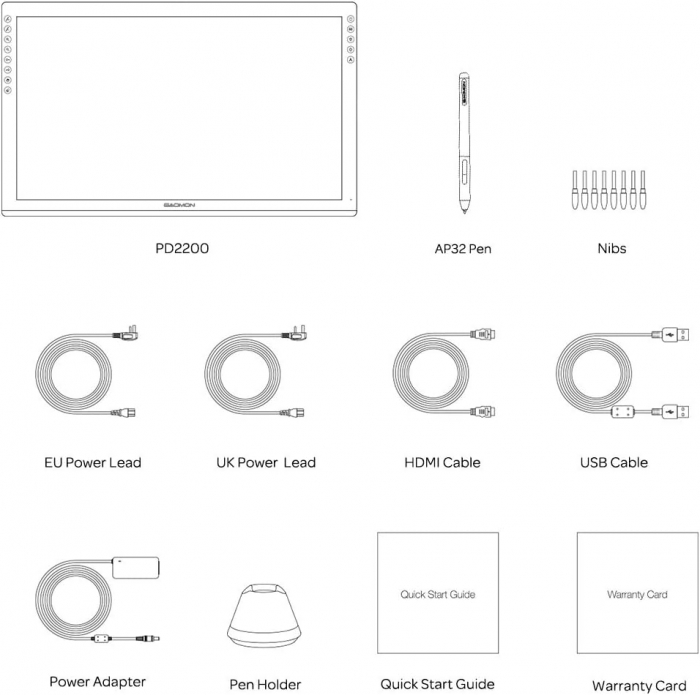 Tableta grafica GAOMON PD2200, Display, 21.5", Stilou 8192 niveluri de presiune, 13 taste tactile, Suport reglabil, Negru [10]