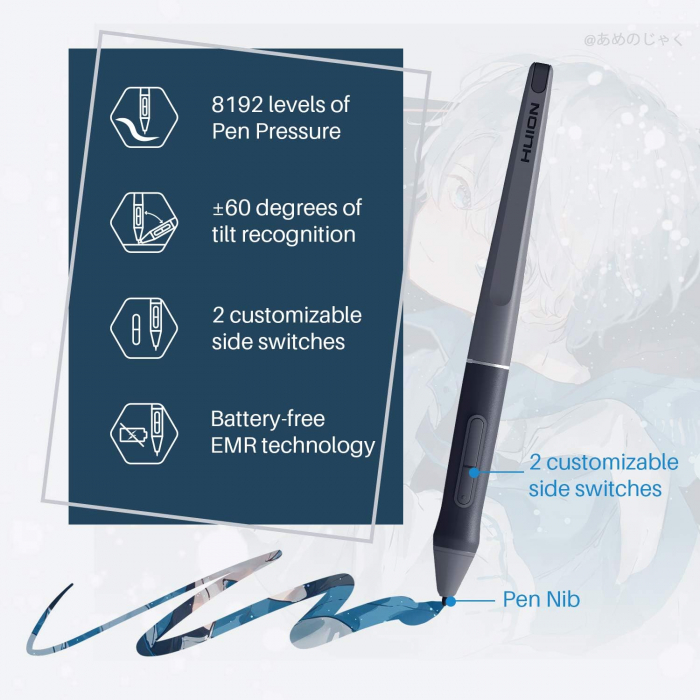 Tableta grafica Huion HS611 compatibila Windows, MacOS si Android albastru [6]