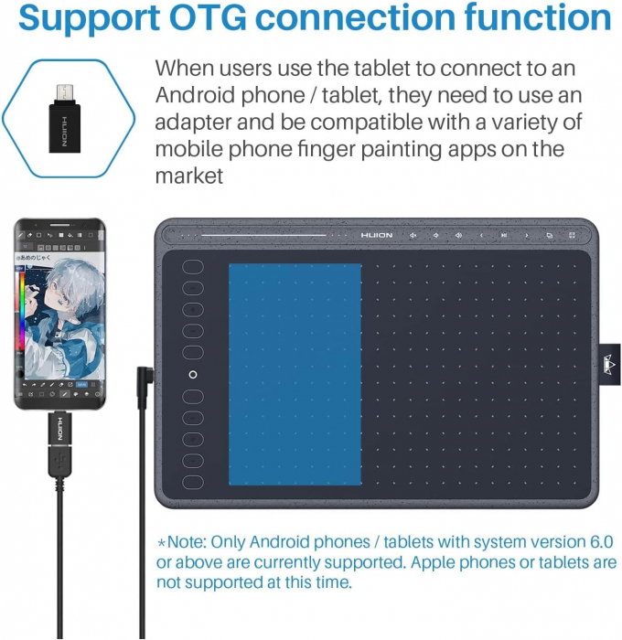 Tableta grafica Huion HS611 compatibila Windows, MacOS si Android albastru [3]