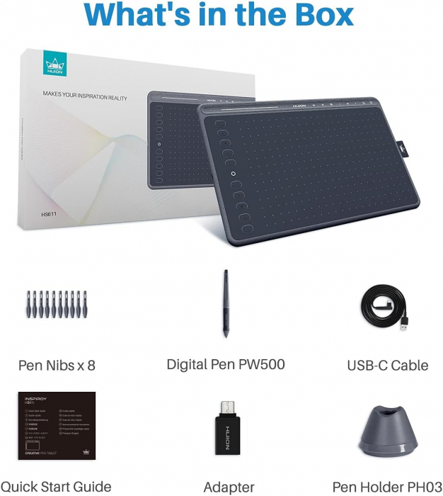 Tableta grafica Huion HS611 compatibila Windows, MacOS si Android albastru [7]