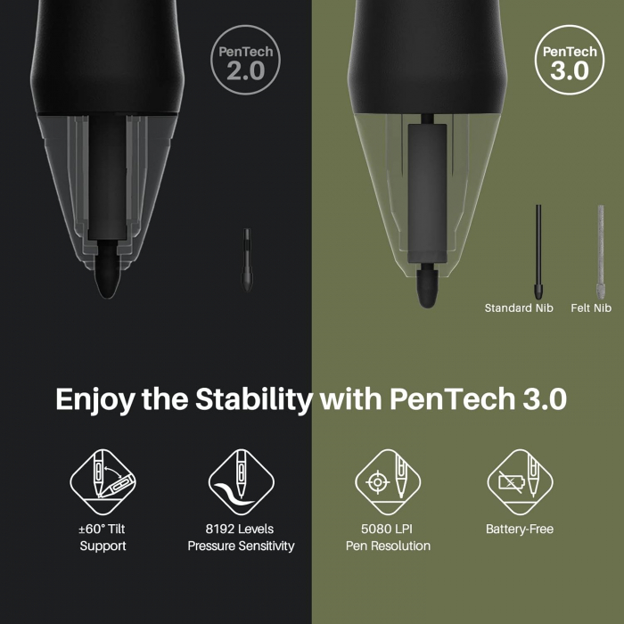 Tableta grafica HUION Inspiroy Giano G930L tableta wireless este dotata cu un ecran inteligent mini LCD si cu un stilou fara baterie de presiune PW5178192 13.6 inci [3]