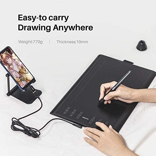 Tableta grafica HUION Inspiroy H1060P, Functie de inclinare ± 60 °, Stilou fara baterie, Presiune 8192 5080LPI, 12 taste personalizabile, Negru [6]