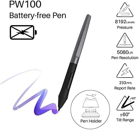 Tableta grafica HUION Inspiroy H1060P, Functie de inclinare ± 60 °, Stilou fara baterie, Presiune 8192 5080LPI, 12 taste personalizabile, Negru [5]