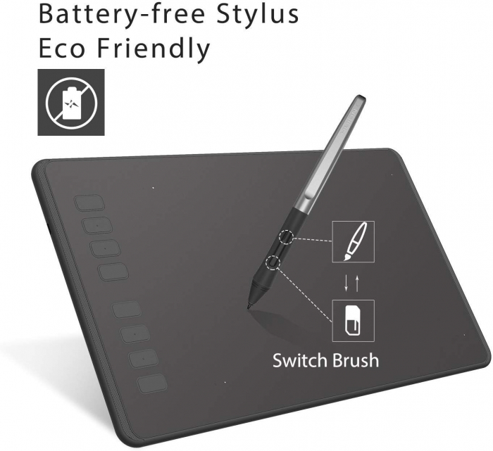 Tableta grafica Huion Inspiroy H950P, 8.7x5.4", 8 taste rapide, 266 PPS, 8192 niveluri presiune, PW100 Pen fara baterie, TILT ±60°, include 8 varfuri rezerva [3]