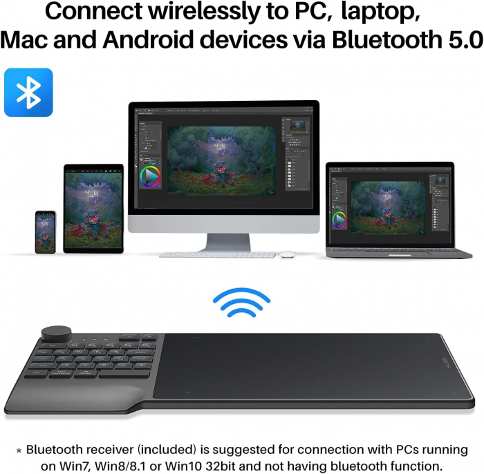 Tableta grafica HUION Inspiroy Keydial KD200, USB-C, Bluetooth [8]