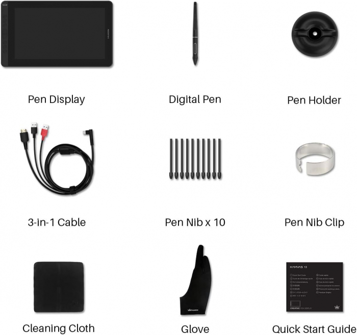 Tableta grafica Huion Kamvas 13, USB C/HDMI, Stilou PW517, Cosmo Black [6]