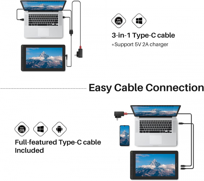 Tableta grafica Huion Kamvas 16 (2021) 15.6" FHD, IPS, USB-C, TILT, 8192 niveluri presiune, include, Manusa, 10 varfuri de rezerva [9]