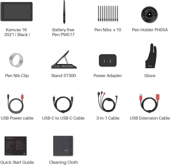 Tableta grafica Huion Kamvas 16 (2021) 15.6" FHD, IPS, USB-C, TILT, 8192 niveluri presiune, include, Manusa, 10 varfuri de rezerva [8]