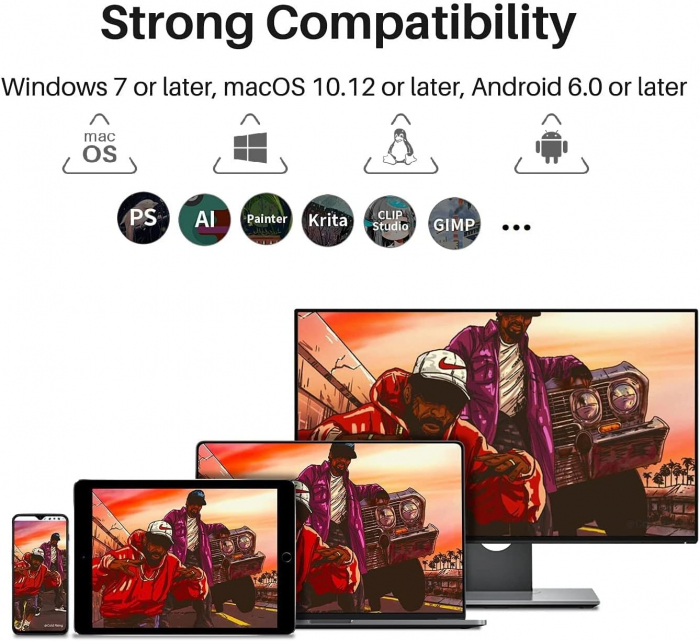 Tableta grafica Huion Kamvas 16 (2021) 15.6" FHD, IPS, USB-C, TILT, 8192 niveluri presiune, include, Manusa, 10 varfuri de rezerva [4]