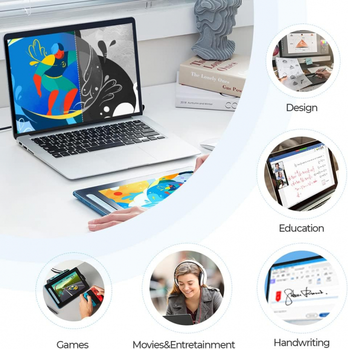 Tableta grafica XP-PEN Artist 10 GEN 2, 10.1" FHD Laminat, TILT, USB Type-C, 88% RGB, include Pen X3 Elite, Manusa, 10 varfuri de rezerva, Albastru [6]