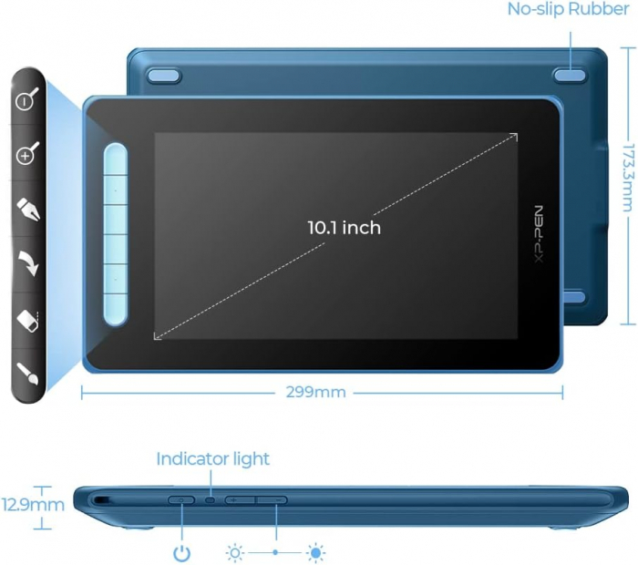 Tableta grafica XP-PEN Artist 10 GEN 2, 10.1" FHD Laminat, TILT, USB Type-C, 88% RGB, include Pen X3 Elite, Manusa, 10 varfuri de rezerva, Albastru [8]