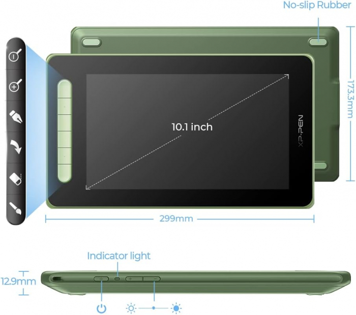 Tableta grafica XP-PEN Artist 10 GEN 2, 10.1" FHD Laminat, TILT, USB Type-C, 88% RGB, include Pen X3 Elite, Manusa, 10 varfuri de rezerva, Verde [3]