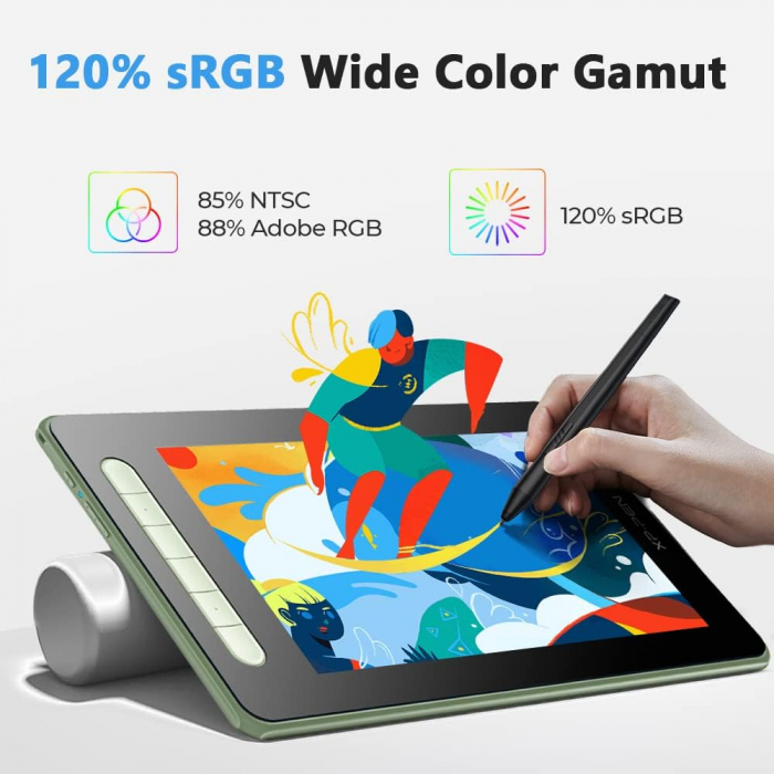 Tableta grafica XP-PEN Artist 10 GEN 2, 10.1" FHD Laminat, TILT, USB Type-C, 88% RGB, include Pen X3 Elite, Manusa, 10 varfuri de rezerva, Verde [5]