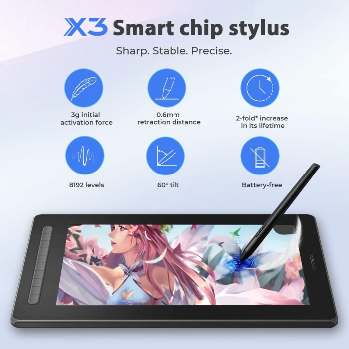 Tableta grafica XP-PEN Artist 16 GEN 2, 15.4" FHD Laminat, TILT, USB Type-C, 94% RGB, include Pen X3 Elite, Manusa, 10 varfuri de rezerva, Negru [9]