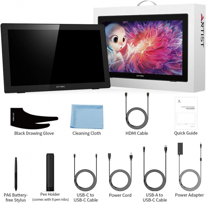 Tableta grafica XP-PEN Artist 22 Generatia 2, 21.5" FHD, TILT, 86% RGB, include Stand Ajustabil, Artrage 5, Manusa, 8 varfuri de rezerva [3]