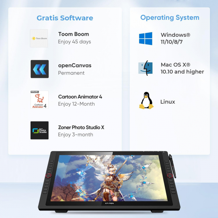 Tableta grafica XP-PEN Artist 22R PRO, 21.5" FHD, 82% RGB, include Stand Ajustabil, Artrage 5, Manusa, 8 varfuri de rezerva, TYPE-C [4]