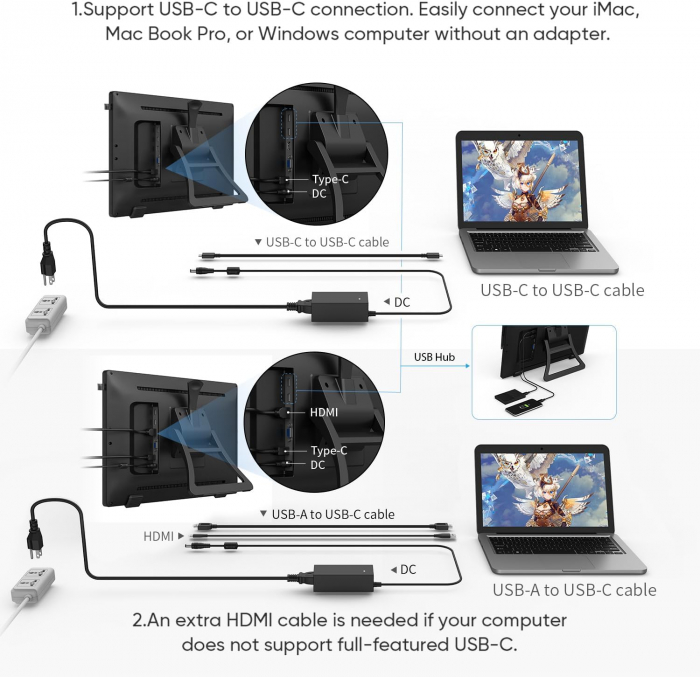 Tableta grafica XP-PEN Artist 22R PRO, 21.5" FHD, 82% RGB, include Stand Ajustabil, Artrage 5, Manusa, 8 varfuri de rezerva, TYPE-C [7]