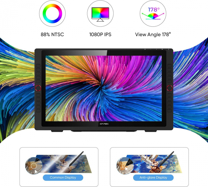 Tableta grafica XP-PEN Artist 22R PRO, 21.5" FHD, 82% RGB, include Stand Ajustabil, Artrage 5, Manusa, 8 varfuri de rezerva, TYPE-C [10]