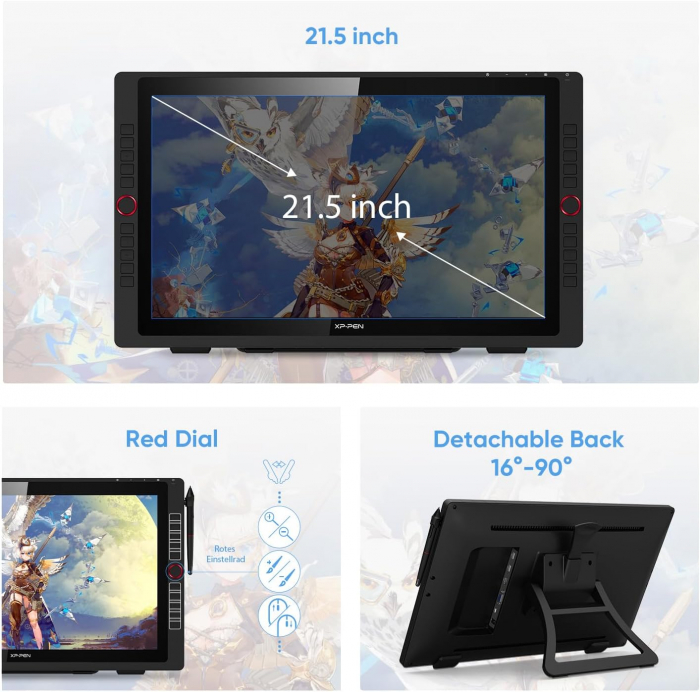 Tableta grafica XP-PEN Artist 22R PRO, 21.5" FHD, 82% RGB, include Stand Ajustabil, Artrage 5, Manusa, 8 varfuri de rezerva, TYPE-C [5]
