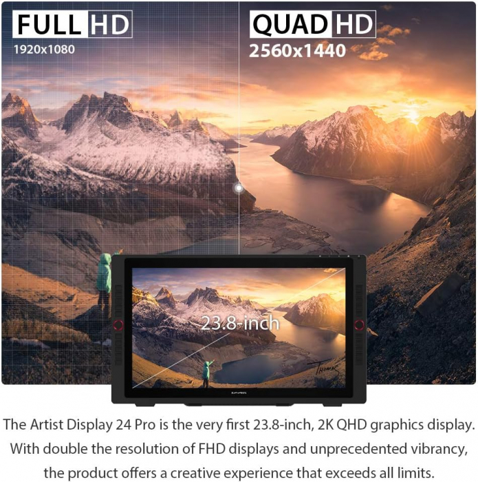 Tableta grafica, XP-PEN, Artist 24 Pro 23.8", IPS, 16:9, 2560x1440, 5080 LPI, PS 8192, 220 RPS, 20 butoane, Negru [8]
