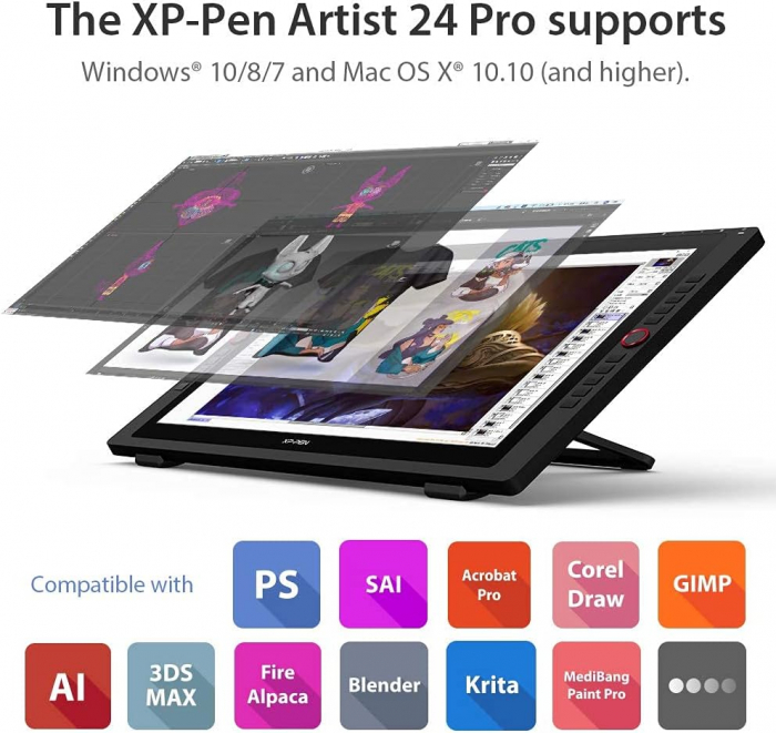 Tableta grafica, XP-PEN, Artist 24 Pro 23.8", IPS, 16:9, 2560x1440, 5080 LPI, PS 8192, 220 RPS, 20 butoane, Negru [6]