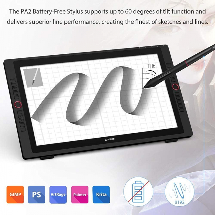 Tableta grafica, XP-PEN, Artist 24 Pro 23.8", IPS, 16:9, 2560x1440, 5080 LPI, PS 8192, 220 RPS, 20 butoane, Negru [7]