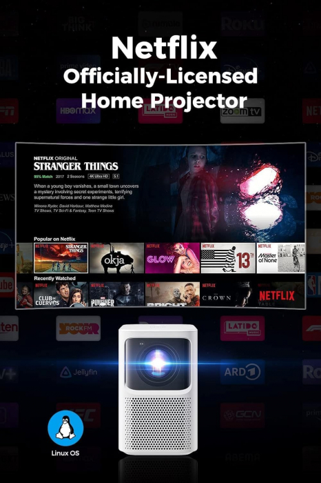 Videoproiector Emotn N1 500 ANSI Lumeni, Netflix cu licenta oficiala nativ 1080p Full HD, focalizare automata, corectie trapezoidala automata, imagine de 120 inchi, Dolby Audio, 5G Wi-Fi si Bluetooth  [4]