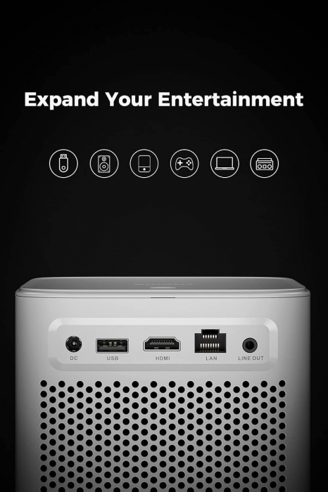 Videoproiector Emotn N1 500 ANSI Lumeni, Netflix cu licenta oficiala nativ 1080p Full HD, focalizare automata, corectie trapezoidala automata, imagine de 120 inchi, Dolby Audio, 5G Wi-Fi si Bluetooth  [7]