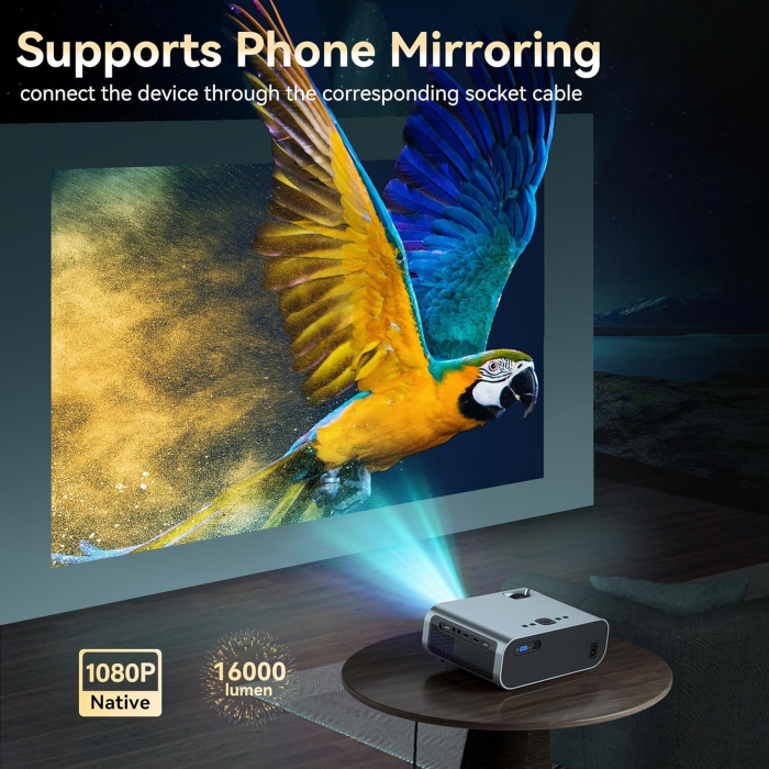 Videoproiector Surewheel E60 12000 Lumeni, suport nativ 1080P Full HD [6]