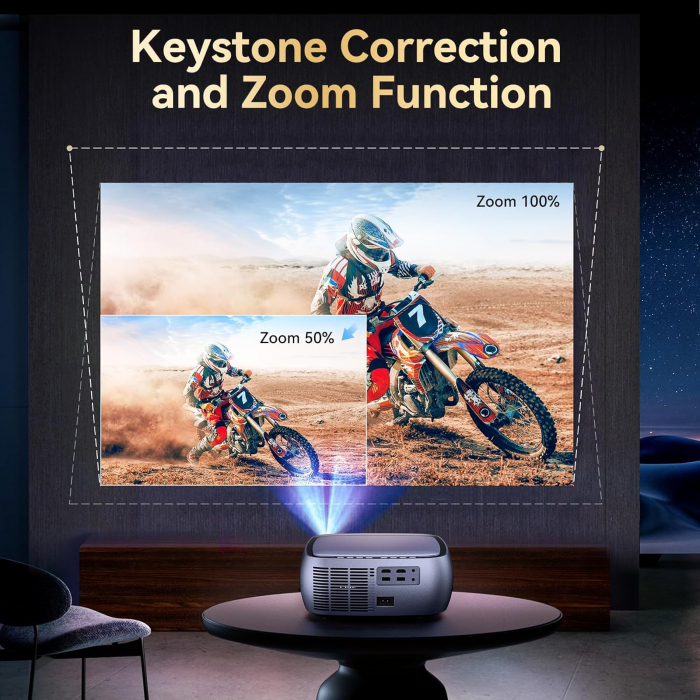 Videoproiector SUREWHEEL K10 12000 LM 1080P Full HD, 4K acceptat WiFi 6, portabil corectie 4P/4D pentru iOS, Android, Windows HDMI USB AV [2]