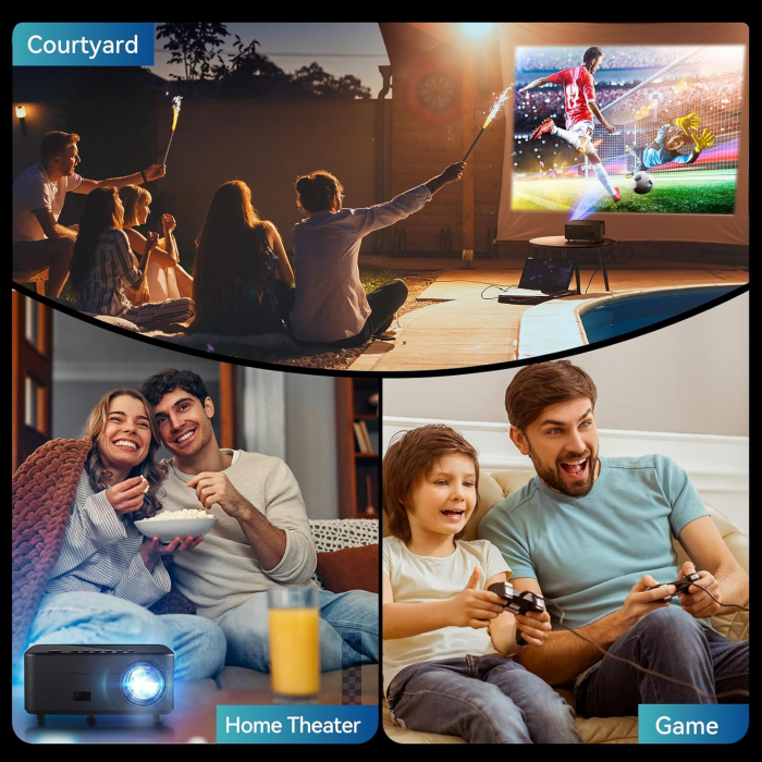 Videoproiector SUREWHEEL SW10 13000 Lumeni Mini 5G Proiector 4K Full HD 300 Inch Proiector Home Cinema, Zoom 4P & 4D/Filtru de praf/Proiector Bluetooth Compatibil cu Smartphone/PC/TV Stick/TV Box/HDMI [6]