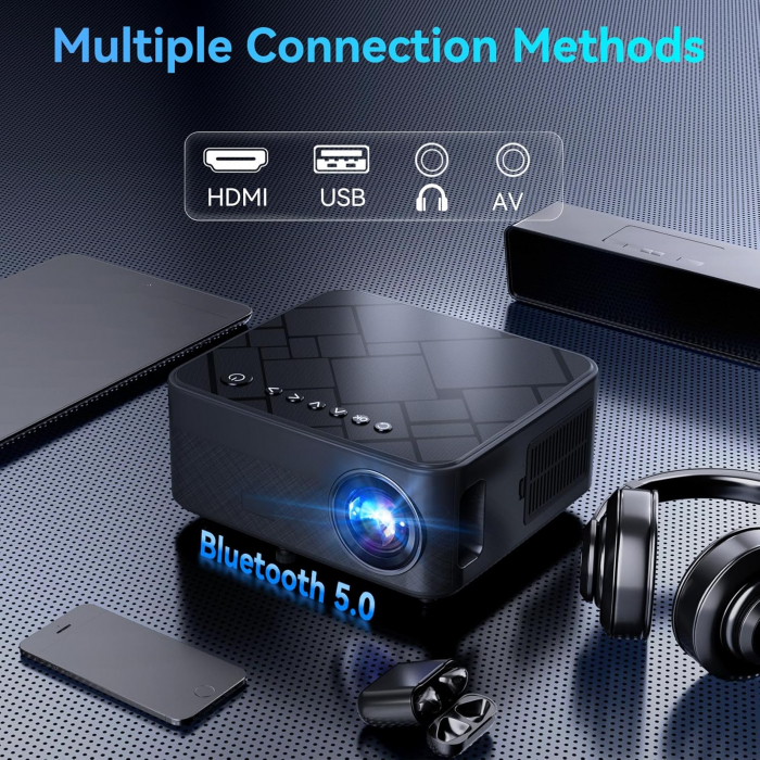 Videoproiector SUREWHEEL SW10 13000 Lumeni Mini 5G Proiector 4K Full HD 300 Inch Proiector Home Cinema, Zoom 4P & 4D/Filtru de praf/Proiector Bluetooth Compatibil cu Smartphone/PC/TV Stick/TV Box/HDMI [7]