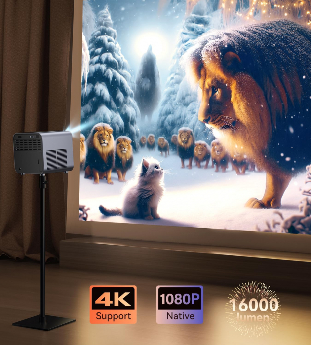 Videoproiector SUREWHEEL SW30 12000 Lumeni 4K AutoFocus 5G WiFi Bluetooth, 1080P Corectie Keystone/Zoom/Sistem Smart TV, Compatibil cu Smartphone/Tableta/Laptop/TV Stick/PS5/HDMI [5]