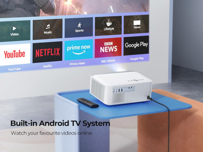 Videoproiector Toptro X6 WiFi 6 Bluetooth 500 ANSI Lumeni, Full HD, Android TV & Electric Focus Suport 4K, Portabil, Home Cinema cu APP, 4P/Auto [2]