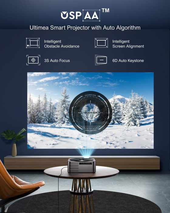 Videoproiector ULTIMEA Apollo P40 21000 lumeni 4k acceptat cu focalizare automata/Keystone, Full HD 1080P nativ Home Cinema [3]
