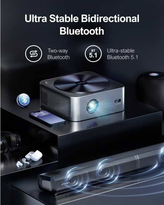 Videoproiector ULTIMEA Apollo P40 21000 lumeni 4k acceptat cu focalizare automata/Keystone, Full HD 1080P nativ Home Cinema [4]