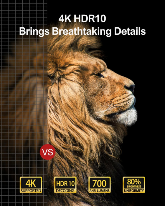 Videoproiector ULTIMEA Apollo P40 21000 lumeni 4k acceptat cu focalizare automata/Keystone, Full HD 1080P nativ Home Cinema [5]
