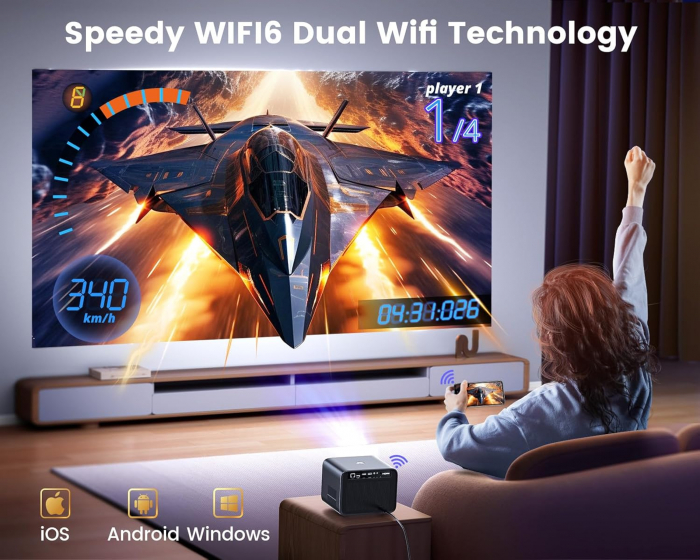 Videoproiector Wimius K9 700 ANSI Lumeni cu Certificat Netflix si audio Dolby Full HD [4]