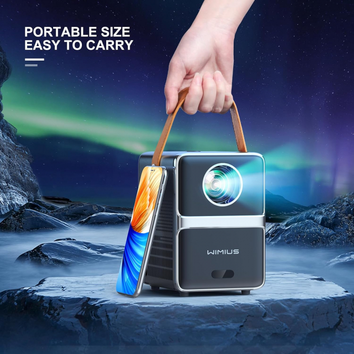 Videoproiector Wimius P61 WiFi Bluetooth 8000 Lumeni portabil, 1080P Full HD 5G USB 2.0 Gri ​​pentru Home Cinema, iOS/Android/Loptop/USB/PS5/AV [6]