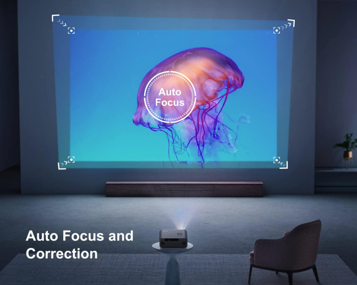 Videoproiector Wimius P62 WiFi 6 si Bluetooth 5.2, 500 ANSI 4K, nativ 1080P, Keystone 6D automat si zoom 50%, Smart Home pentru telefon/PC/TV Stick [3]