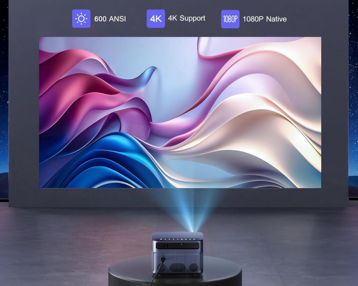 Videoproiector Wimius P64 WiFi Bluetooth Full HD 1080P, 600 ANSI Lumeni 4K Suport WiFi-6 Home Theater LED [3]
