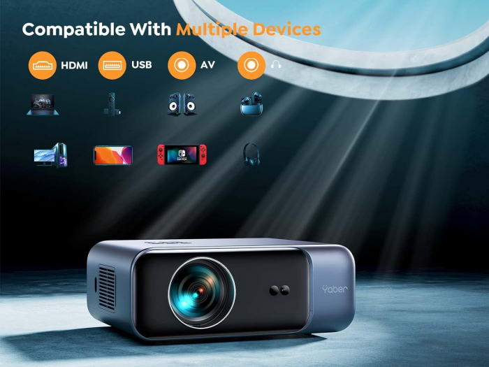 Videoproiector Yaber Pro V9 cu Focalizare automata/Correctie trapezoidala Bluetooth WiFi6 [2]