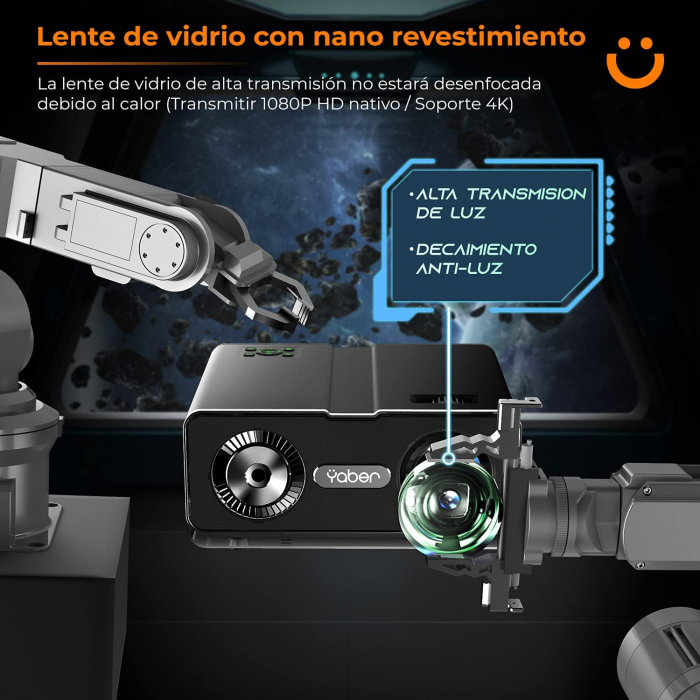 Videoproiector YABER V10 Full HD 9500 Lumeni cu WiFi Bluetooth 5.1 Bidirectional, Portabil 1080p nativ si 4k, PPT 4P/4D Digital Keystone Zoom -50% pentru iOS/Android/PC/PS4/PS5 [6]