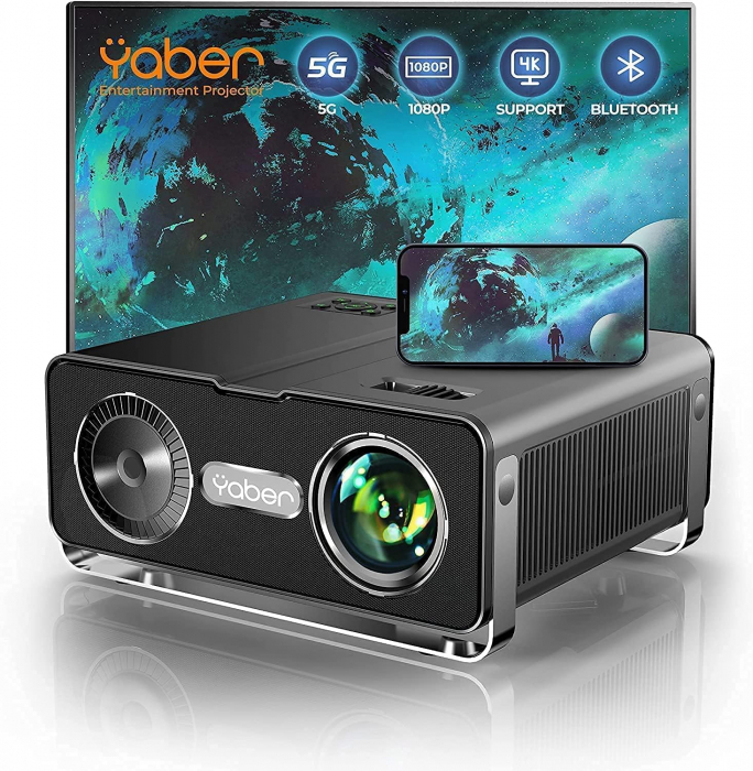 Videoproiector YABER V10 Full HD 9500 Lumeni cu WiFi Bluetooth 5.1 Bidirectional, Portabil 1080p nativ si 4k, PPT 4P/4D Digital Keystone Zoom -50% pentru iOS/Android/PC/PS4/PS5 [4]