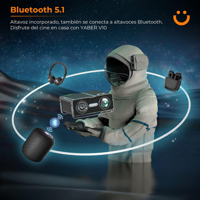 Videoproiector YABER V10 Full HD 9500 Lumeni cu WiFi Bluetooth 5.1 Bidirectional, Portabil 1080p nativ si 4k, PPT 4P/4D Digital Keystone Zoom -50% pentru iOS/Android/PC/PS4/PS5 [2]